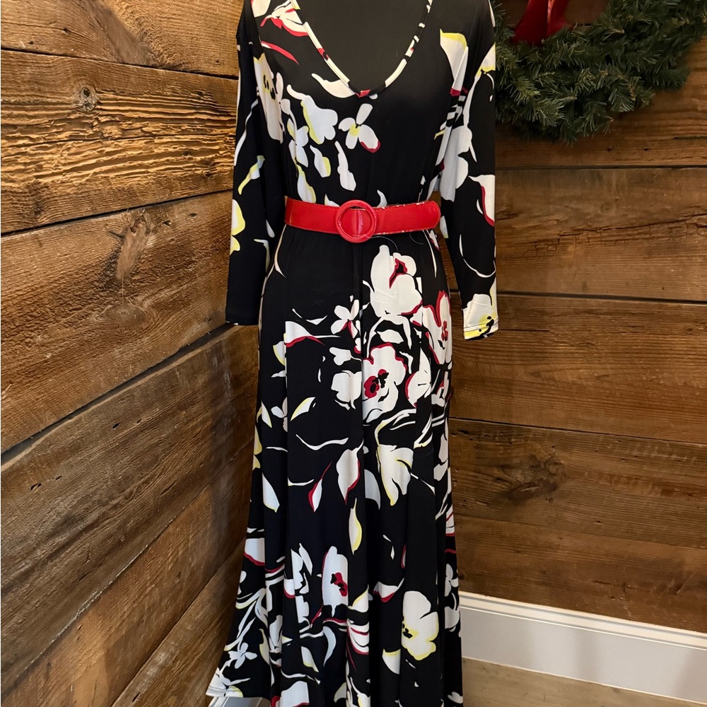 Kim Rogers Black and White Dress with Red Highlights